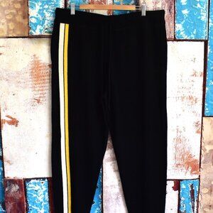 Women's Polo Ralph Lauren Wool-Cashmere Striped Sweatpants XLARGE Black NEW